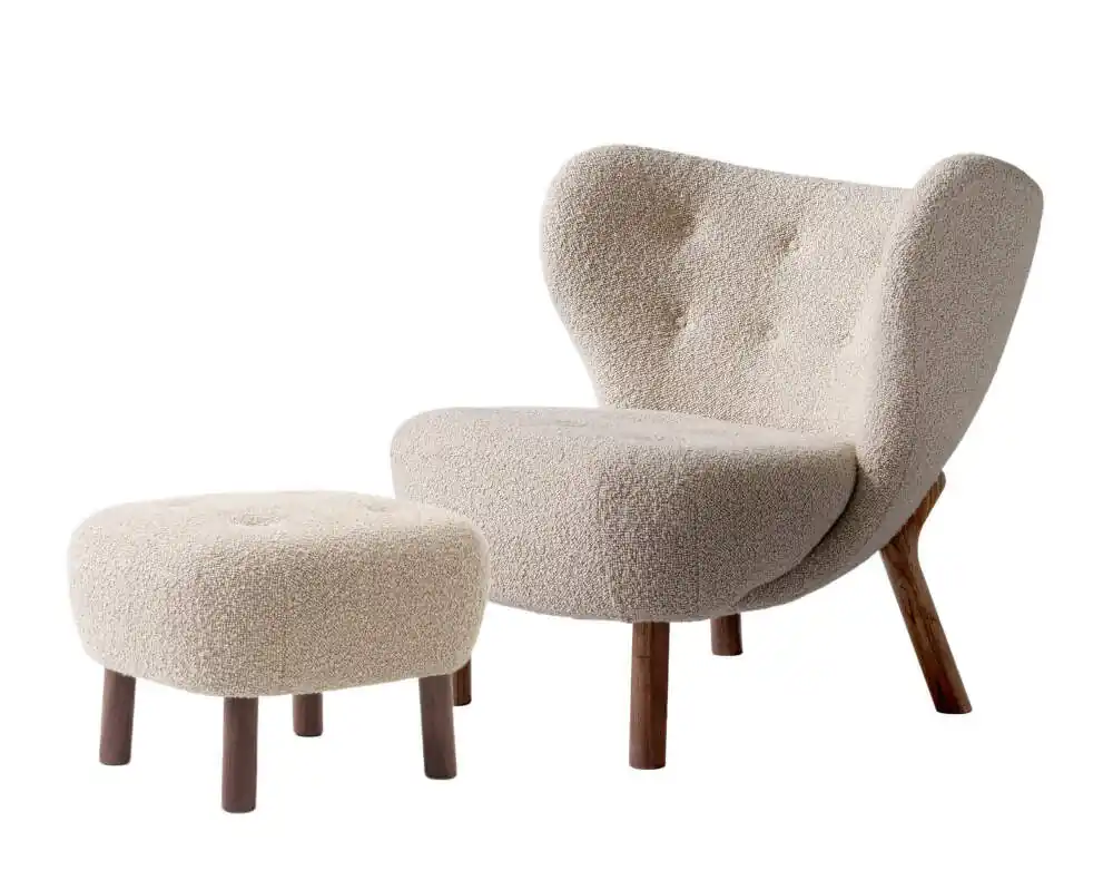 Poslední Šance Křeslo Little Petra VB1 a pouf ATD1, walnut/Karakorum 003