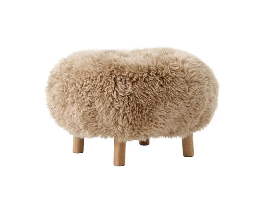 Pouf Little Petra ATD1, oak/sheepskin Honey Finální Výprodej