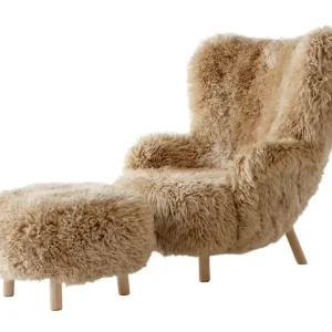 Křeslo Petra VB3 a pouf ATD1, oak/sheepskin Honey Oblíbený