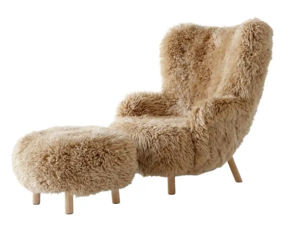 Křeslo Petra VB3 a pouf ATD1, oak/sheepskin Honey Oblíbený