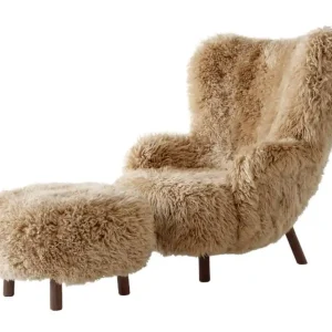 Značkový Křeslo Petra VB3 a pouf ATD1, walnut/sheepskin Honey