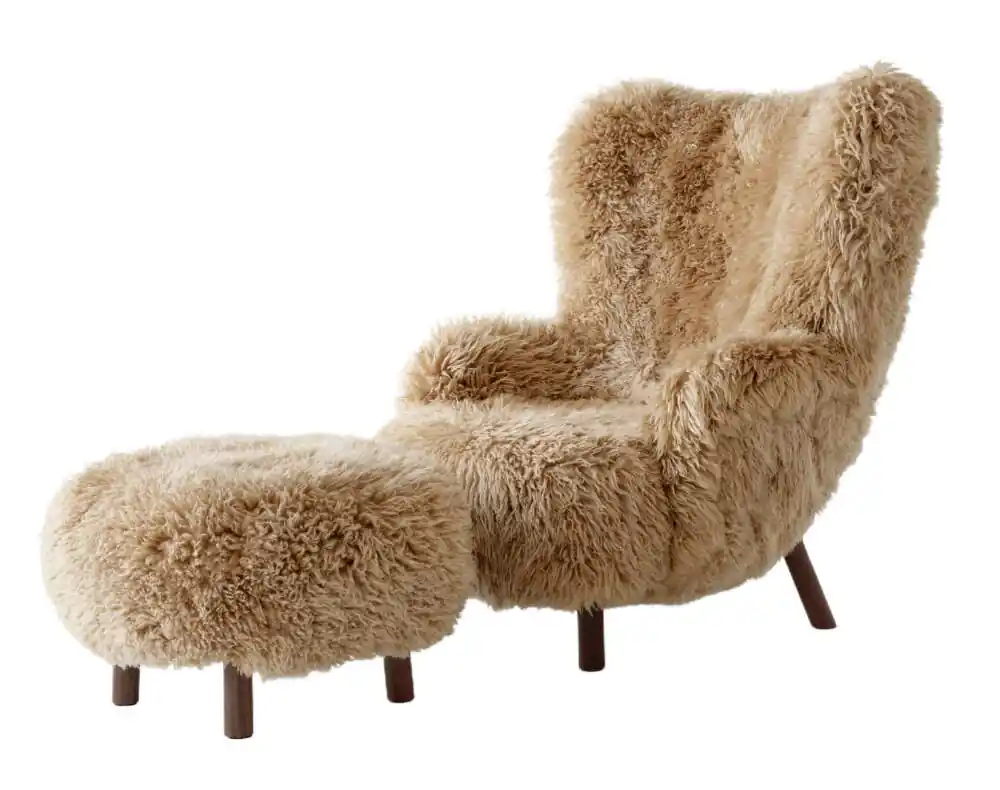 Značkový Křeslo Petra VB3 a pouf ATD1, walnut/sheepskin Honey