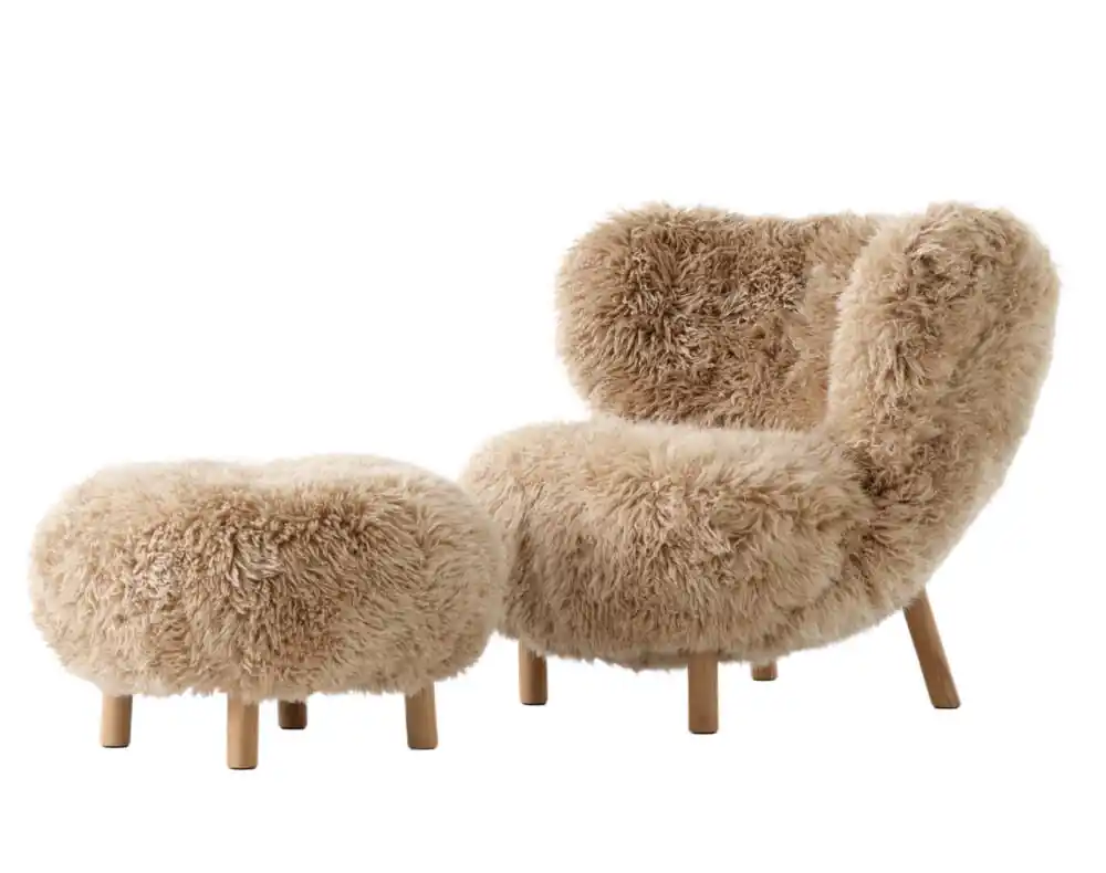 Must-Have Křeslo Little Petra VB1 a pouf ATD1, oak/sheepskin Honey