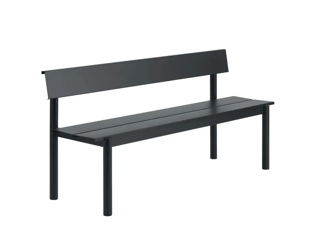 Lavice Linear Steel Bench s opěrkou 170 cm, black Vrácení Zdarma