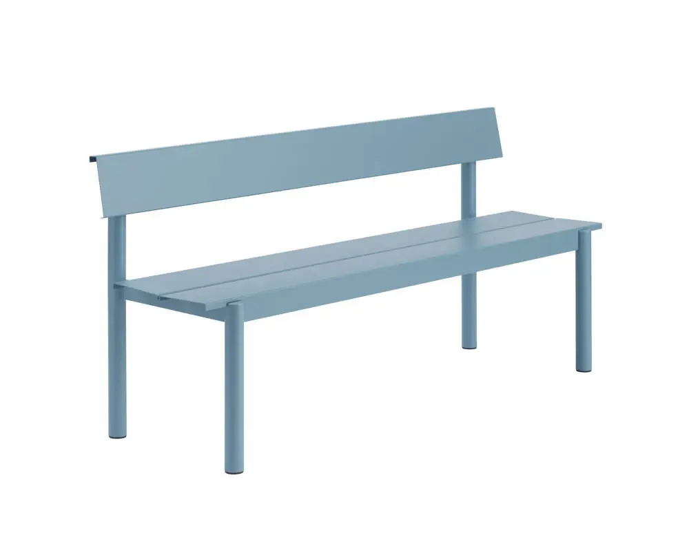Bezpečná Platba Lavice Linear Steel Bench s opěrkou 170 cm, pale blue