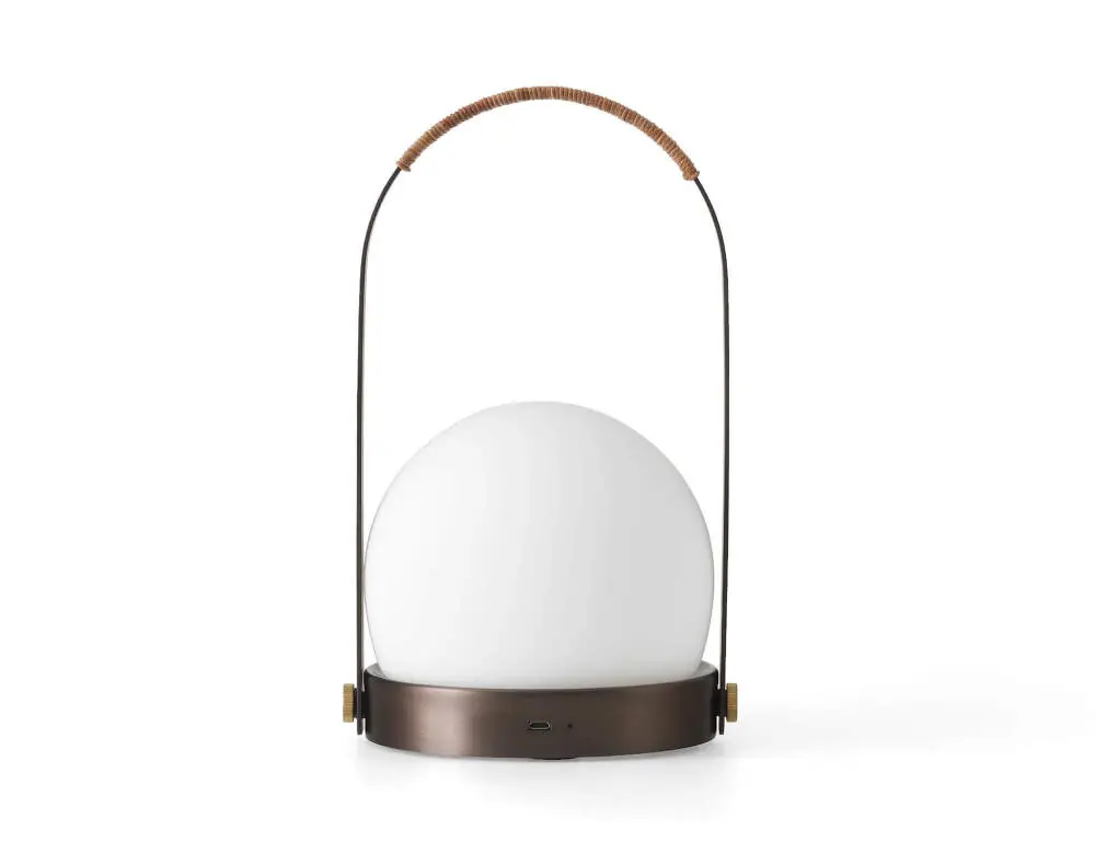 Přenosná lampa Carrie Leather Handle, bronzed brass Zlevněný