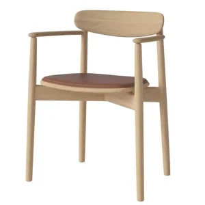 Jídelní židle Merge s područkami White Oak, cognac Koupit Online