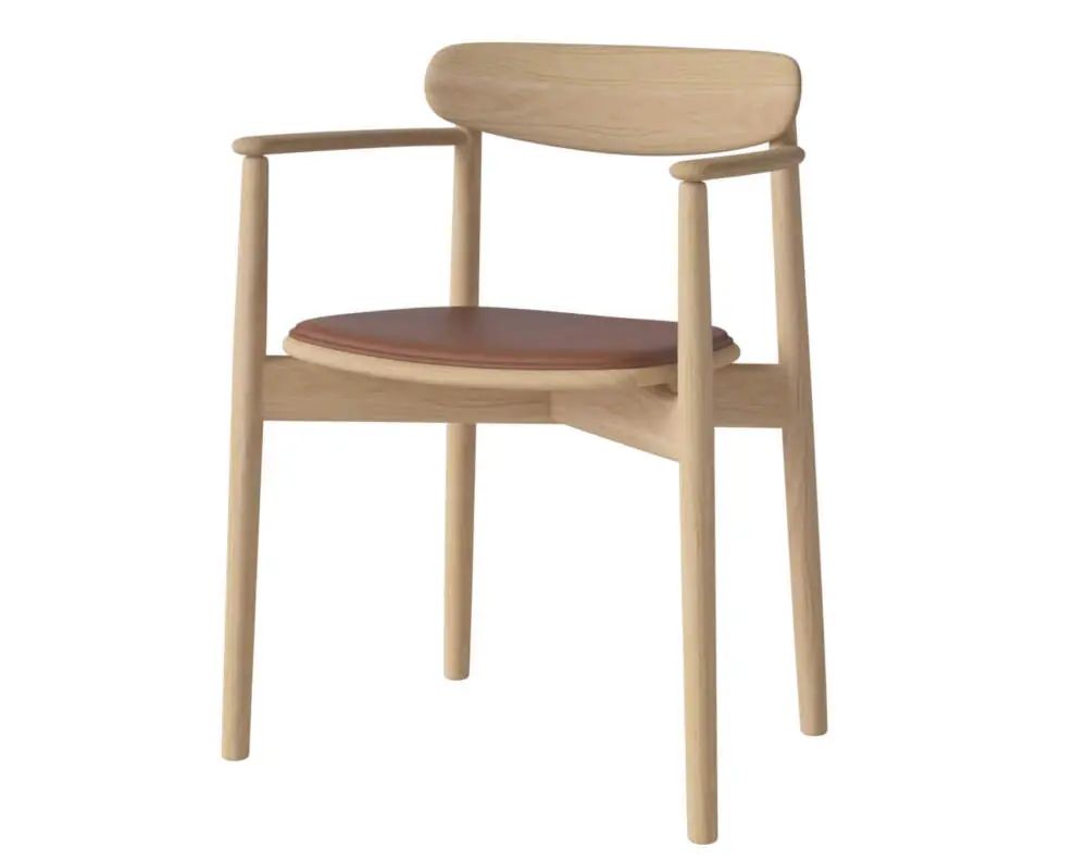 Jídelní židle Merge s područkami White Oak, cognac Koupit Online