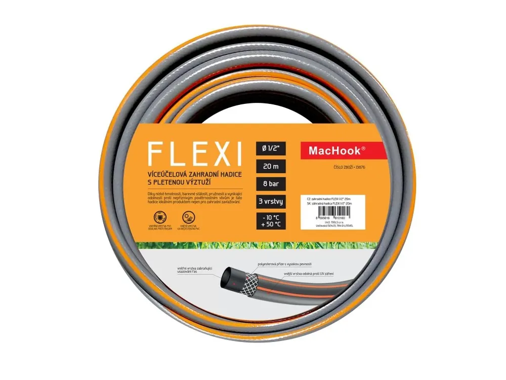 Zahradní hadice FLEXI 1/2 20m šedo-oranžová Super Cena
