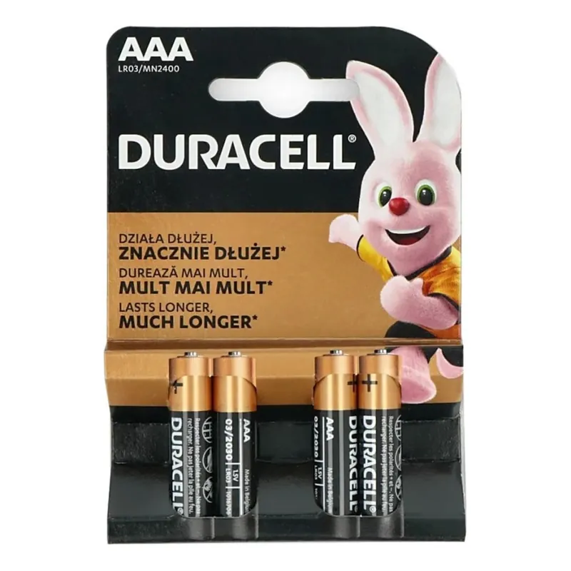Duracell - 4 ks Alkalická baterie Basic LR03/AAA 1,5V 2400 mAh Výprodej