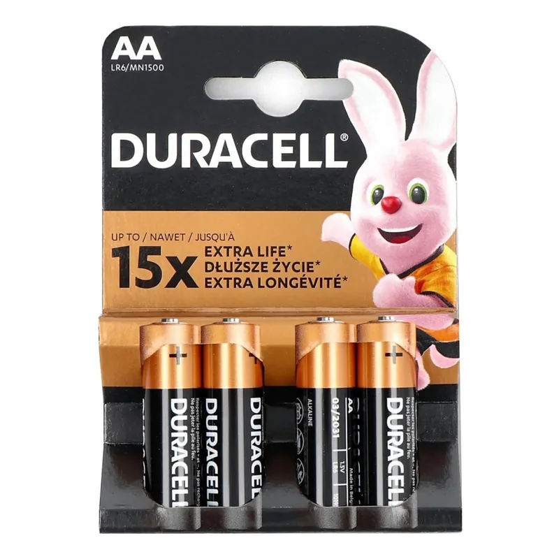 Duracell - 4 ks Alkalická baterie Basic LR06/AA 1,5V 2650 mAh Aktuální