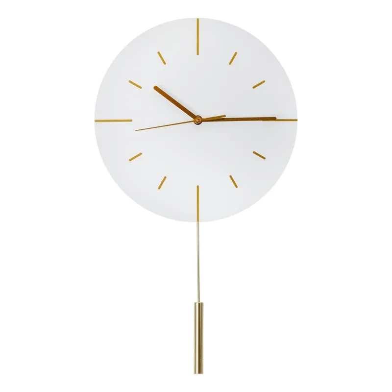 Nástěnné hodiny s kyvadlem pr. 30 cm 1xAA bílá/zlatá Hit Sezóny