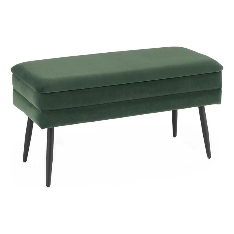Prošívaná lavice s úložným prostorem VELVA 37x78 cm zelená/černá Super Cena