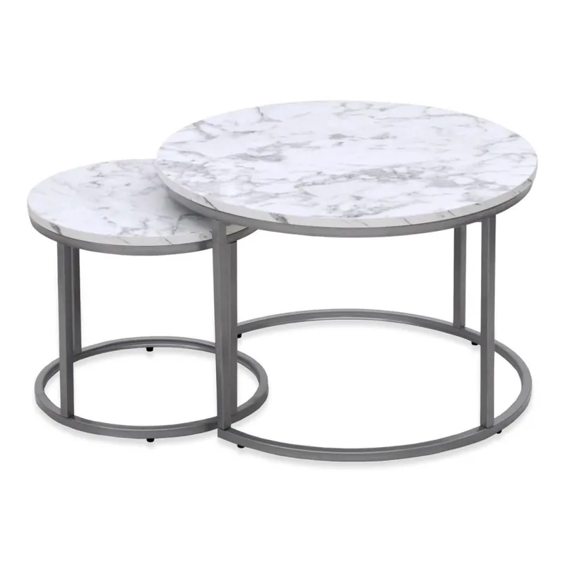 SADA 2x Konferenční stolek PAOLA pr. 38/60 cm šedá/mramor Top Prodej
