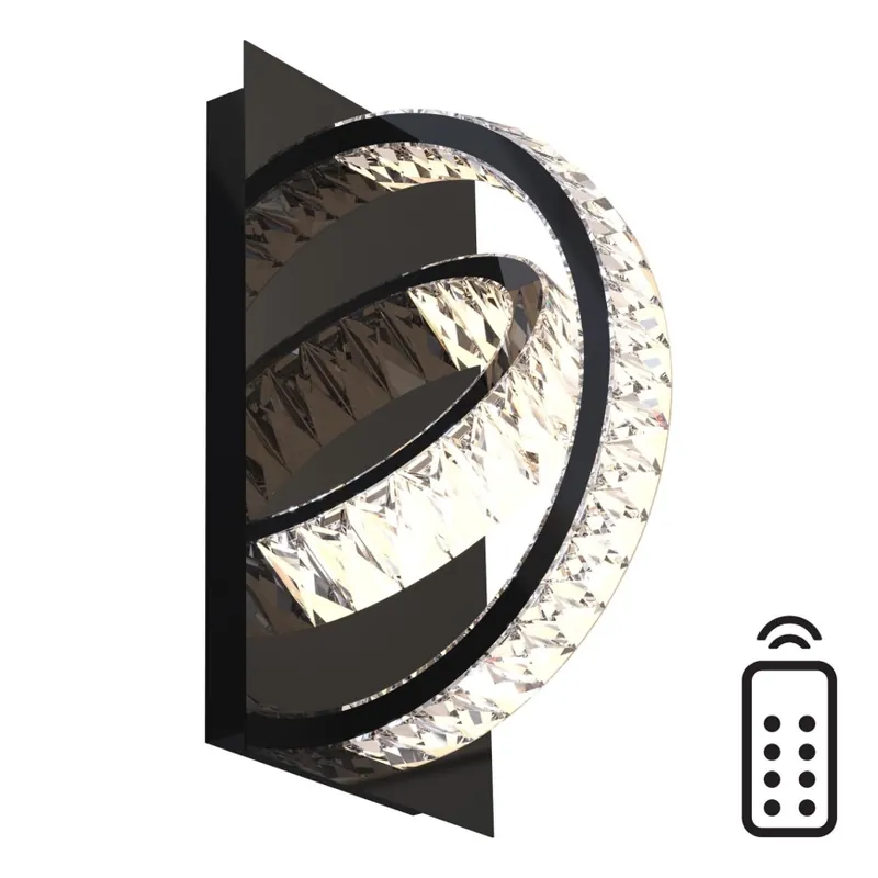 Zuma Line - LED Stmívatelné křišťálové nástěnné svítidlo LED/18W/230V 2700-6000K černá + dálkové ovládání Dokud Zásoby Vydrží