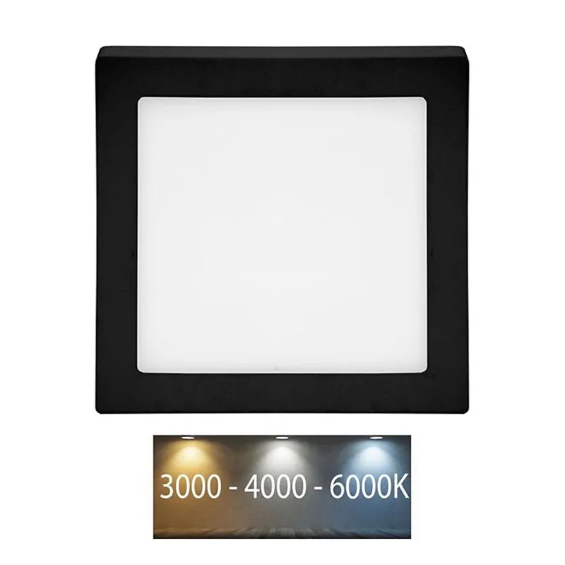 LED Stropní svítidlo RAFA LED/25W/230V 3000/4000/6000K 30x30 cm černá Must-Have