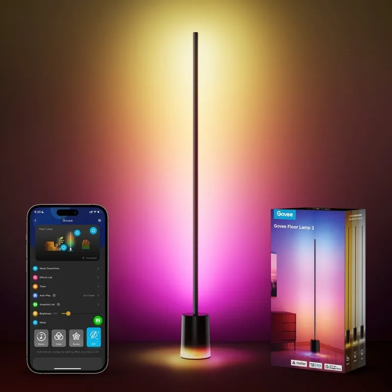 Nízká Cena Govee - LED Stmívatelná stojací lampa Smart MATTER LED RGBICWW 2200-6500K Wi-Fi + dálkové ovládání