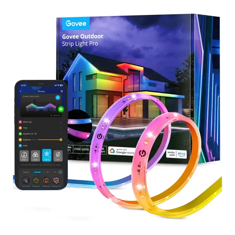 Originální Govee - Outdoor Pro SMART RGBICWW venkovní LED pásek 10m 2700-6500K Wi-Fi IP65
