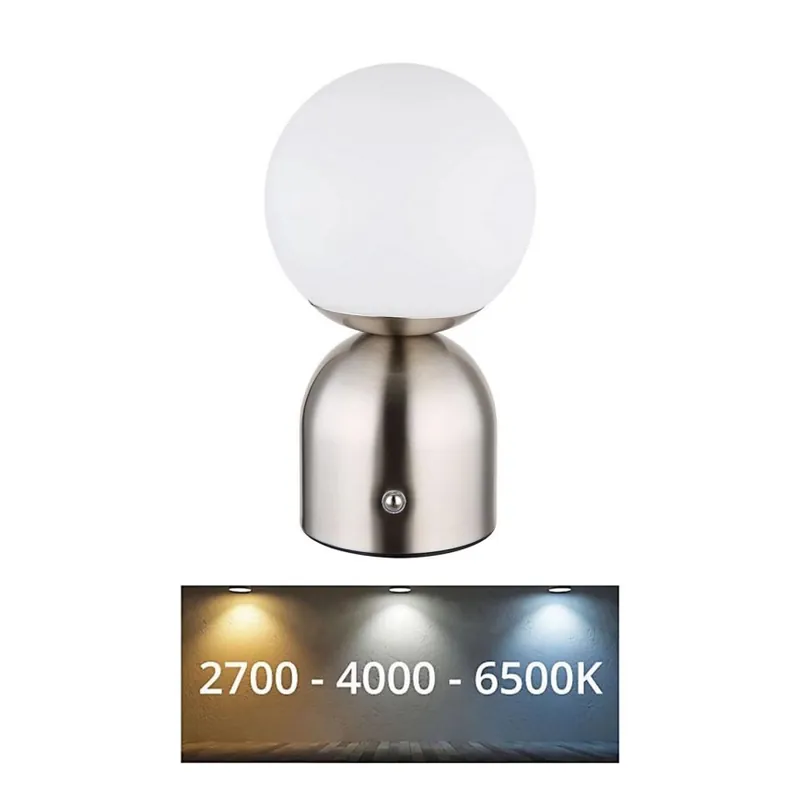 Globo - LED Stmívatelná dotyková stolní lampa LED/2,5W/3,7V 2700K/4000K/6500K 1800 mAh USB matný chrom Oblíbený