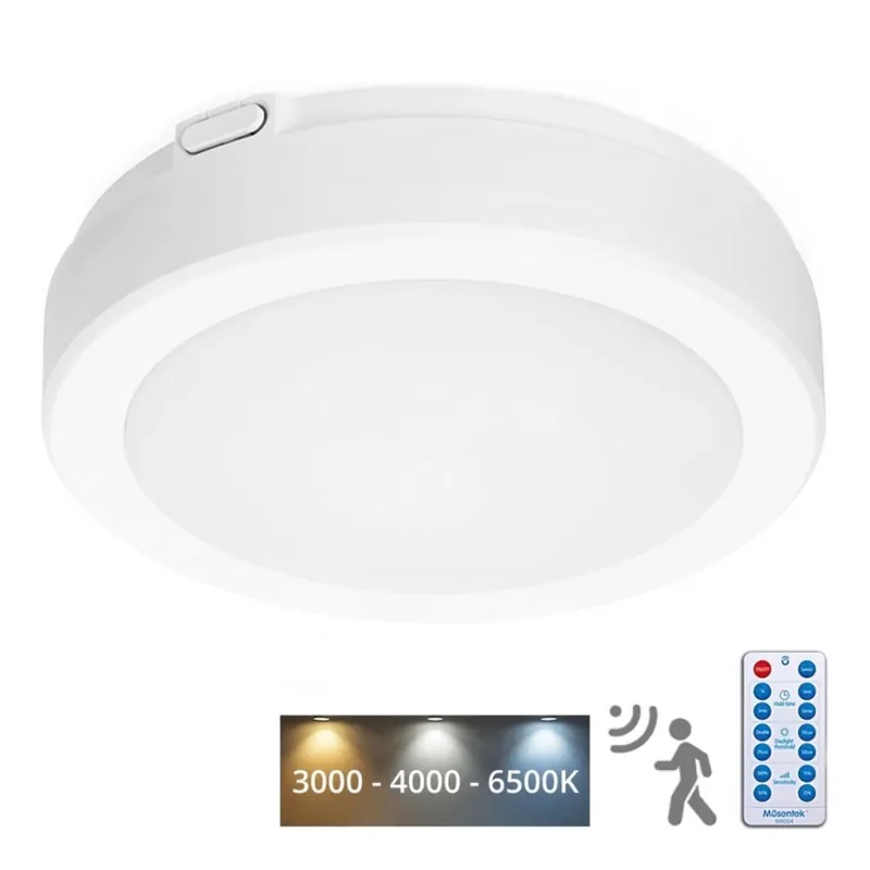 LED Koupelnové stropní svítidlo se senzorem NAIROS LED/12W/230V IP65 3000/4000/6500K pr. 20 cm bílá + dálkové ovládání Expresní Doručení