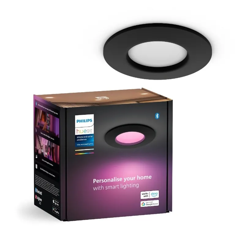 Philips - LED RGBW Stmívatelné koupelnové podhledové svítidlo Hue SLIM LED/8,3W/230V 2000-6500K IP44 černá Originální