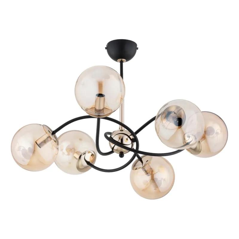 Lustr na tyči AURORA 6xE14/10W/230V černá/zlatá Sezónní Sleva