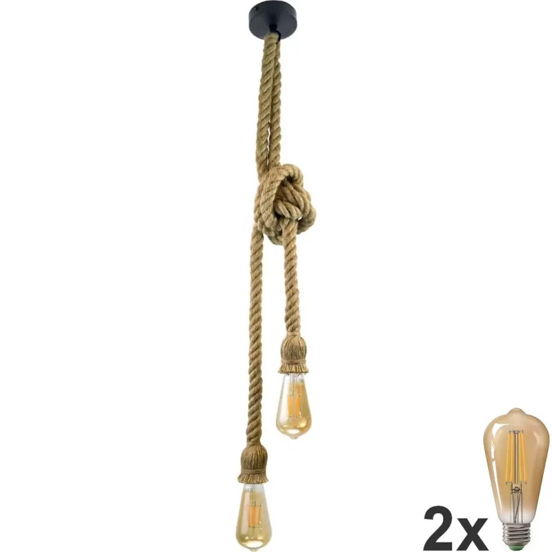 LED Lustr na lanku ROPE 2xE27/10W/230V Nejlepší Volba