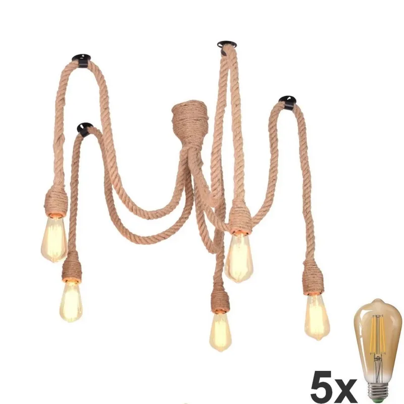 LED Lustr na lanku ROPE CASA 5xE27/10W/230V pavouk Expresní Doručení