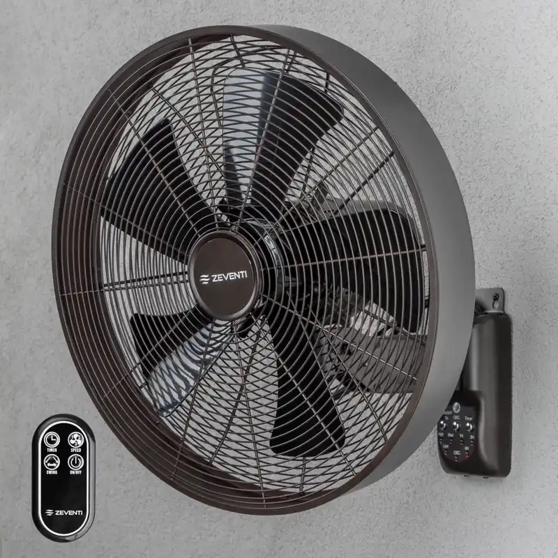 ZEVENTI - Nástěnný ventilátor FREEZE 50W/230V pr. 40 cm černá/hnědá + dálkové ovládání Poslední Šance