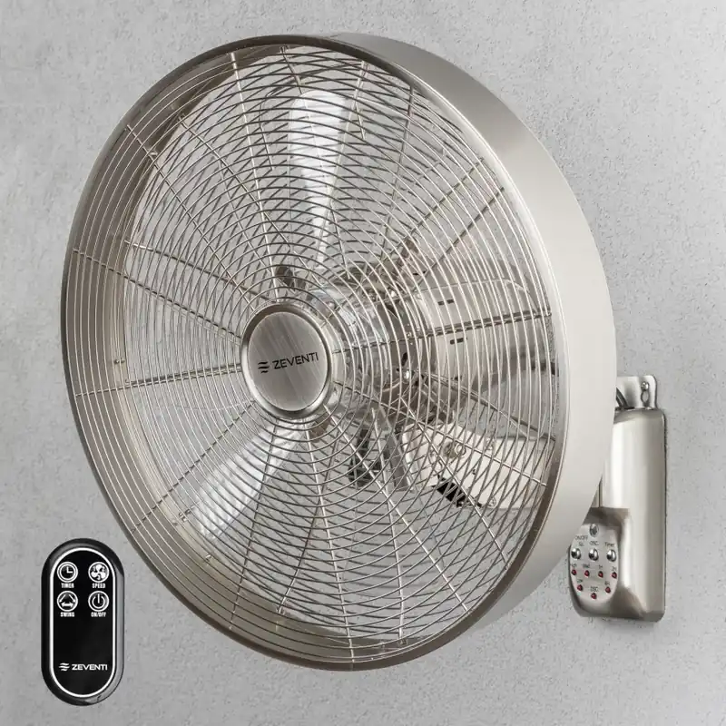 Nejlepší Volba ZEVENTI - Nástěnný ventilátor FREEZE 50W/230V pr. 40 cm matný chrom + dálkové ovládání