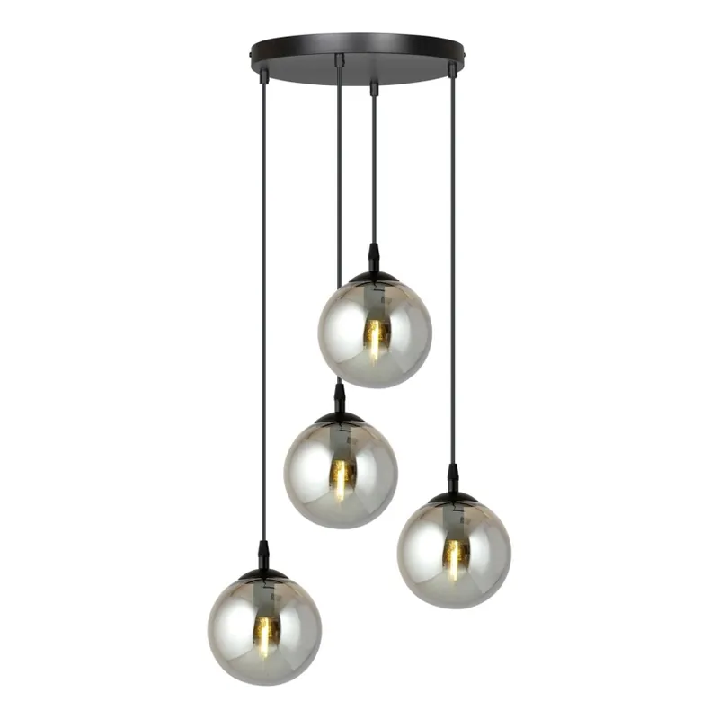 Lustr na lanku COSMO 4xE14/10W/230V pr. 40 cm černá/šedá Jen Po Omezenou Doba