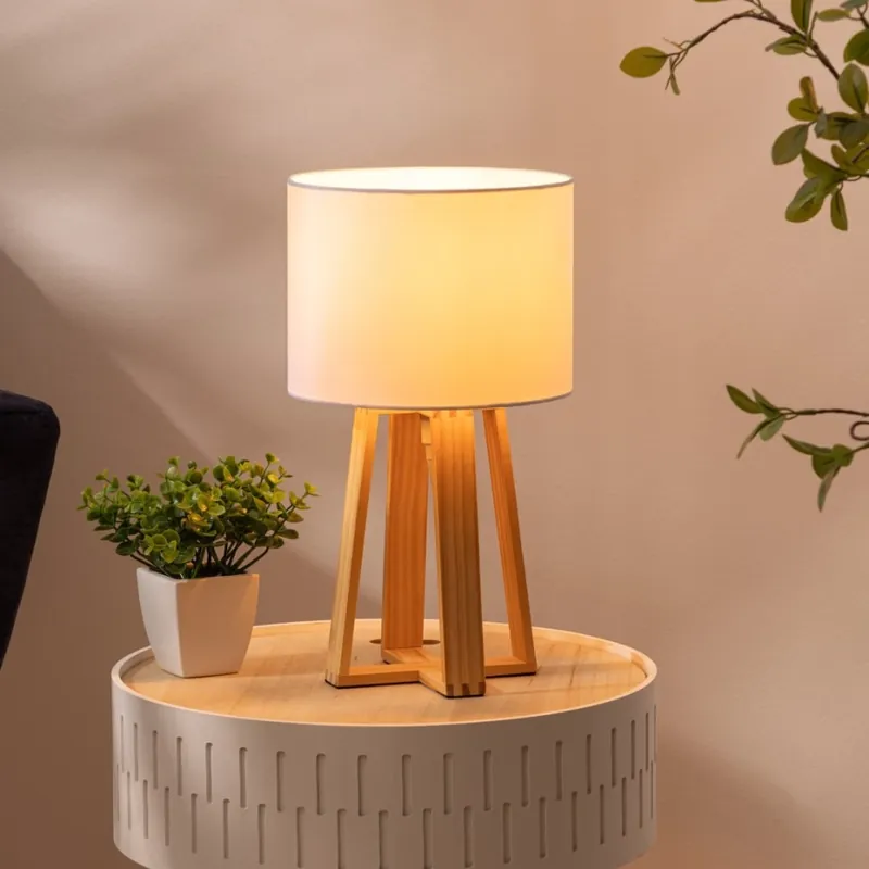 Atmosphera - Stolní lampa MOLU 1xE27/25W/230V borovice/bílá Časově Omezené