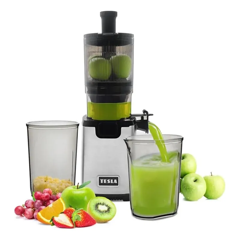 TESLA Electronics SlowJuicer Deluxe - Nízkootáčkový šnekový odšťavňovač 250W/230V nerez/černá Omezená Nabídka