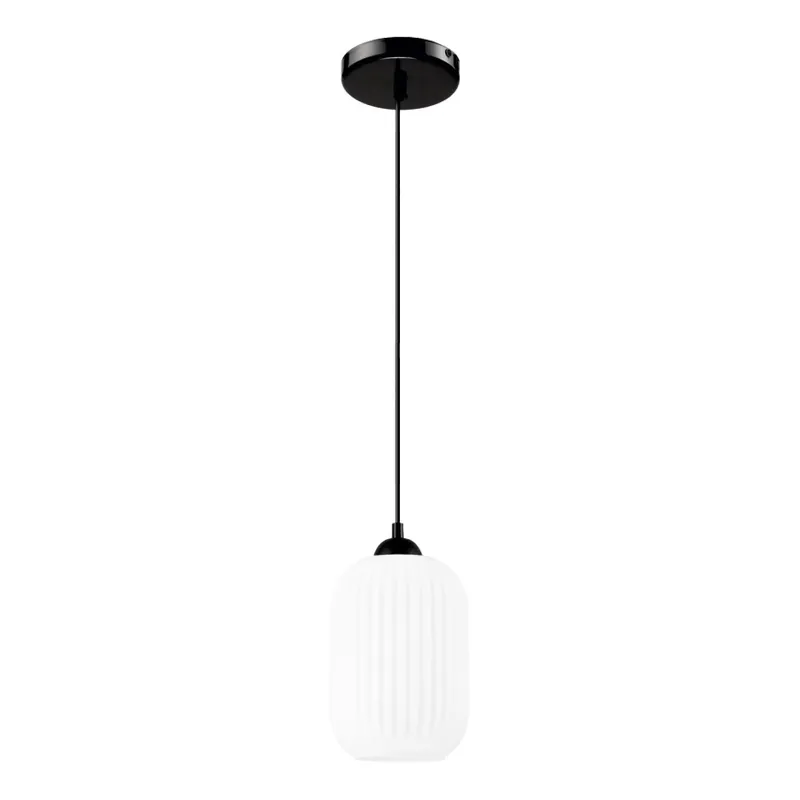 Sezónní Sleva Lustr na lanku HARMA 1xE27/15W/230V pr. 14 cm bílá/černá