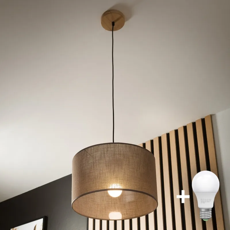 Rychlé Dodání Brilagi - LED Lustr na lanku ANTHONY 1xE27/60W/230V dub/hnědá