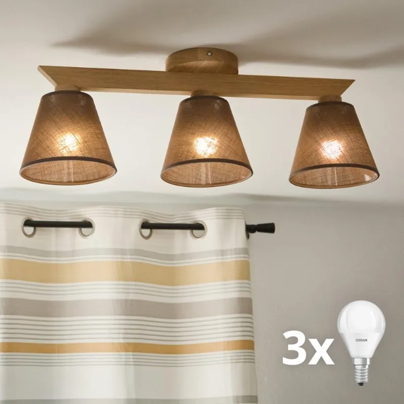 Brilagi - LED Přisazený lustr ANTHONY 3xE14/40W/230V dub/hnědá Speciální Cena