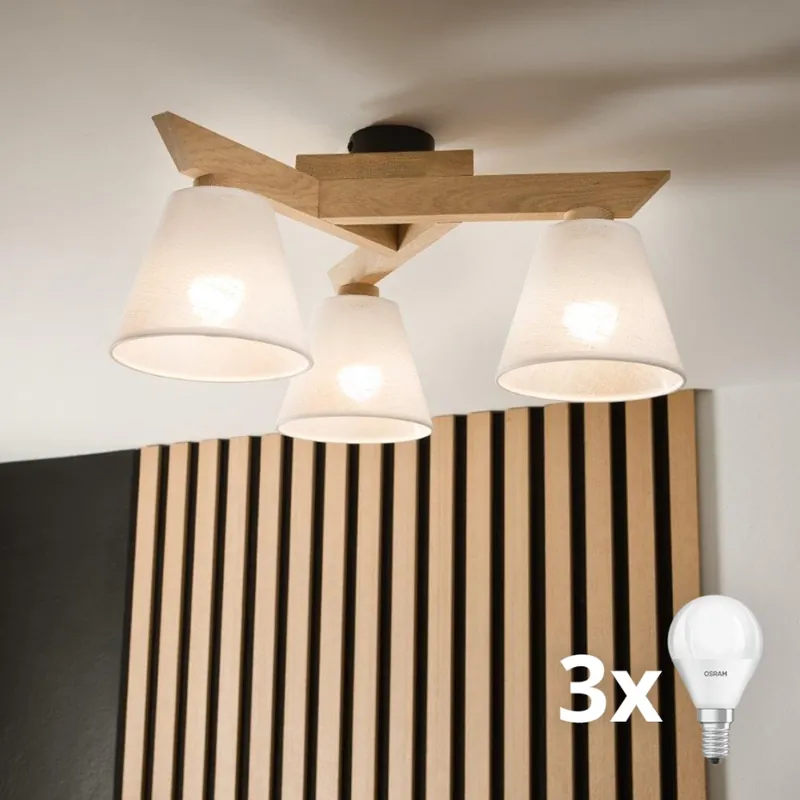 Brilagi - LED Přisazený lustr ANTHONY 3xE14/40W/230V dub/bílá Jen Po Omezenou Doba