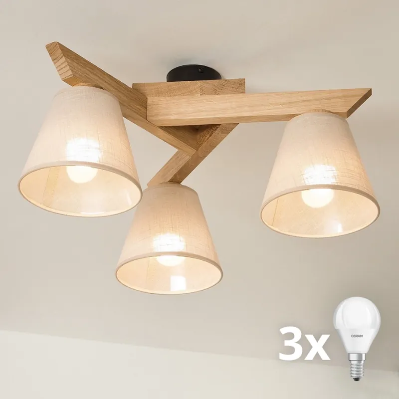 Vysoce Kvalitní Brilagi - LED Přisazený lustr ANTHONY 3xE14/40W/230V dub/béžová