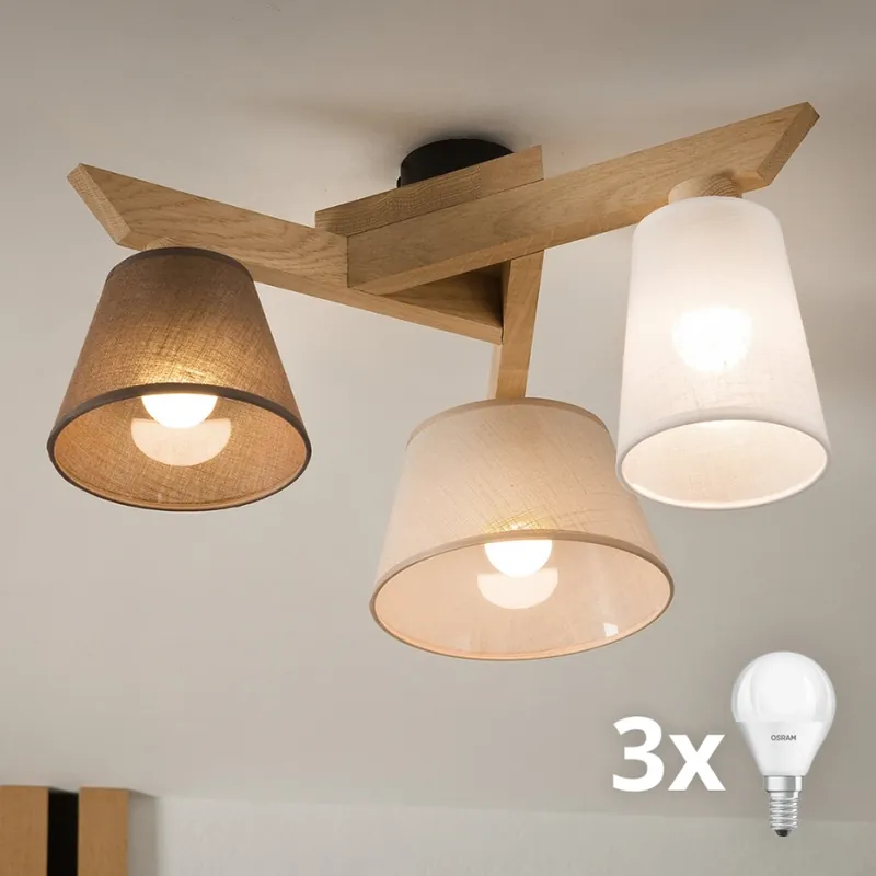 Brilagi - LED Přisazený lustr ANTHONY 3xE14/40W/230V dub Aktuální