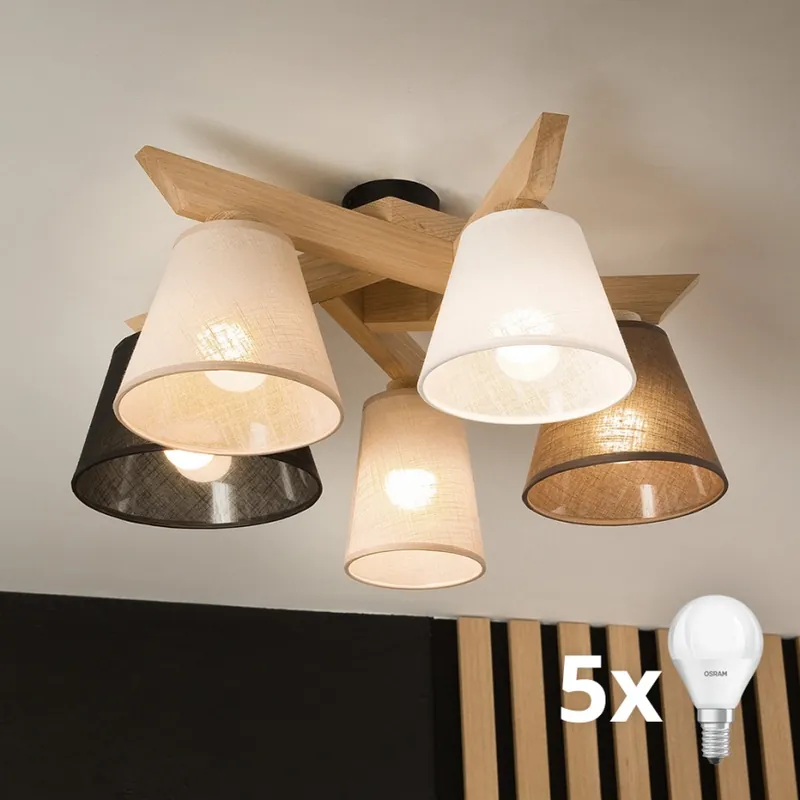 Brilagi - LED Přisazený lustr ANTHONY 5xE14/40W/230V dub Novinka