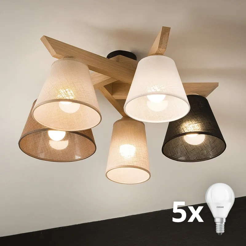 Rychlé Dodání Brilagi - LED Přisazený lustr ANTHONY 5xE14/40W/230V dub