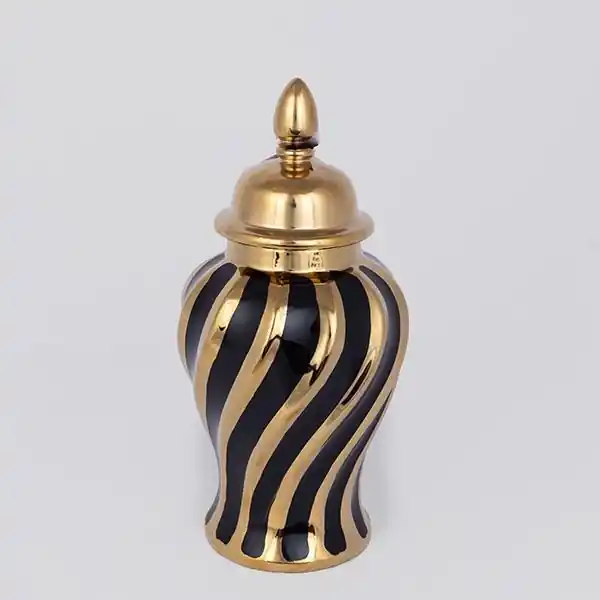 Výhodná Nabídka Keramická dóza 30x14,8 cm zlatá/černá