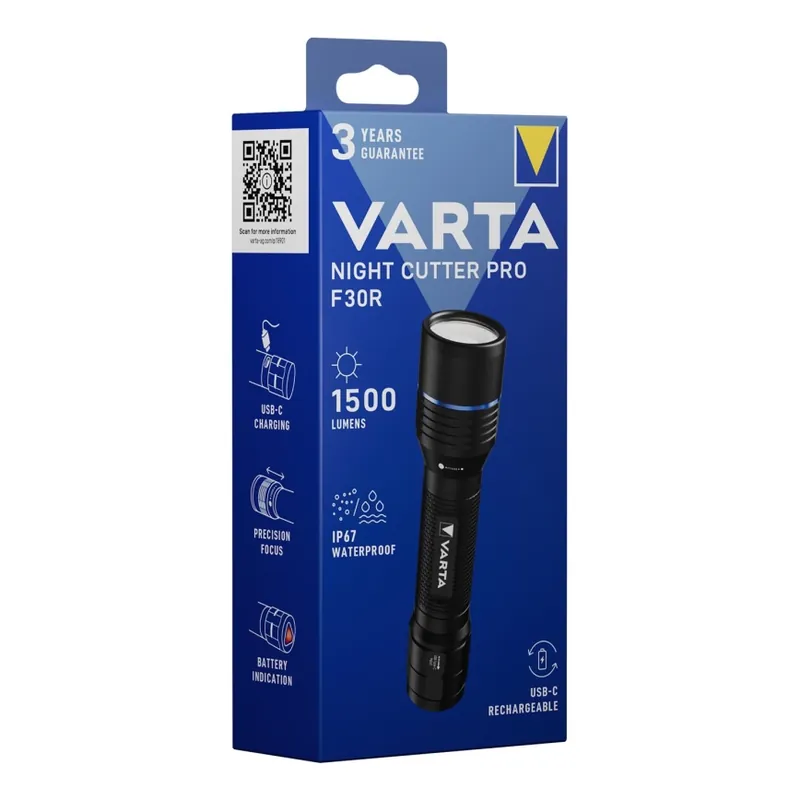 Poslední Šance Varta 18921101111 - LED Nabíjecí svítilna NIGHT CUTTER PRO F30R LED/USB IP67 2600 mAh