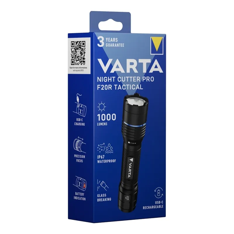 Varta 18923101111 - LED Taktická nabíjecí svítilna NIGHT CUTTER PRO F20R LED/USB 2600 mAh Omezená Nabídka