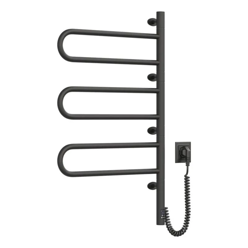 Nejlepší Volba Elektrický otočný sušák na ručníky s termostatem FOUETTE 120W 80x49 cm černá