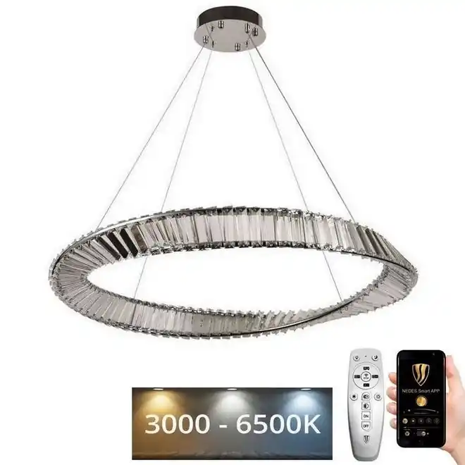 Novinka LED Stmívatelný křišťálový lustr na lanku LED/50W/230V 3000-6500K + dálkové ovládání