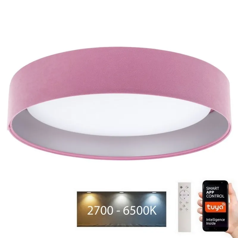 LED Stmívatelné stropní svítidlo SMART GALAXY LED/36W/230V pr. 55 cm 2700-6500K Wi-Fi Tuya růžová/stříbrná + dálkové ovládání Pouze Dnes