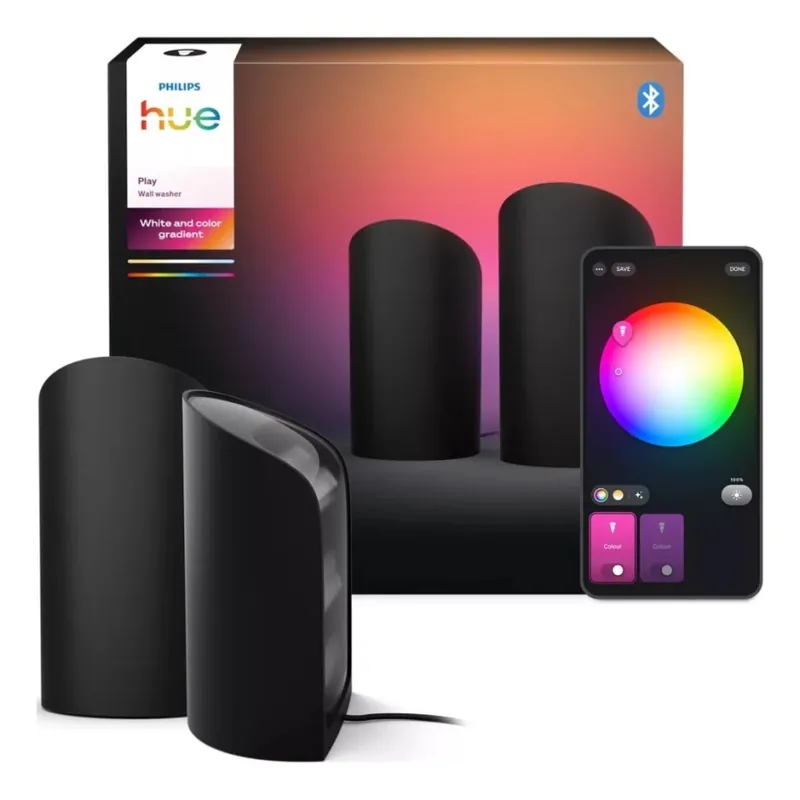 Philips - SADA 2x LED RGBW Stmívatelné projekční svítidlo Hue PLAY Wall Washer LED/20W/230V 2000–6500K černá Pouze Dnes