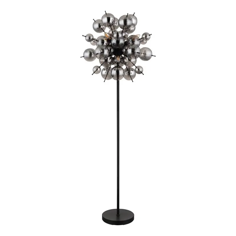 Globo - Stojací lampa 6xE14/25W/230V černá/kouřová Časově Omezené