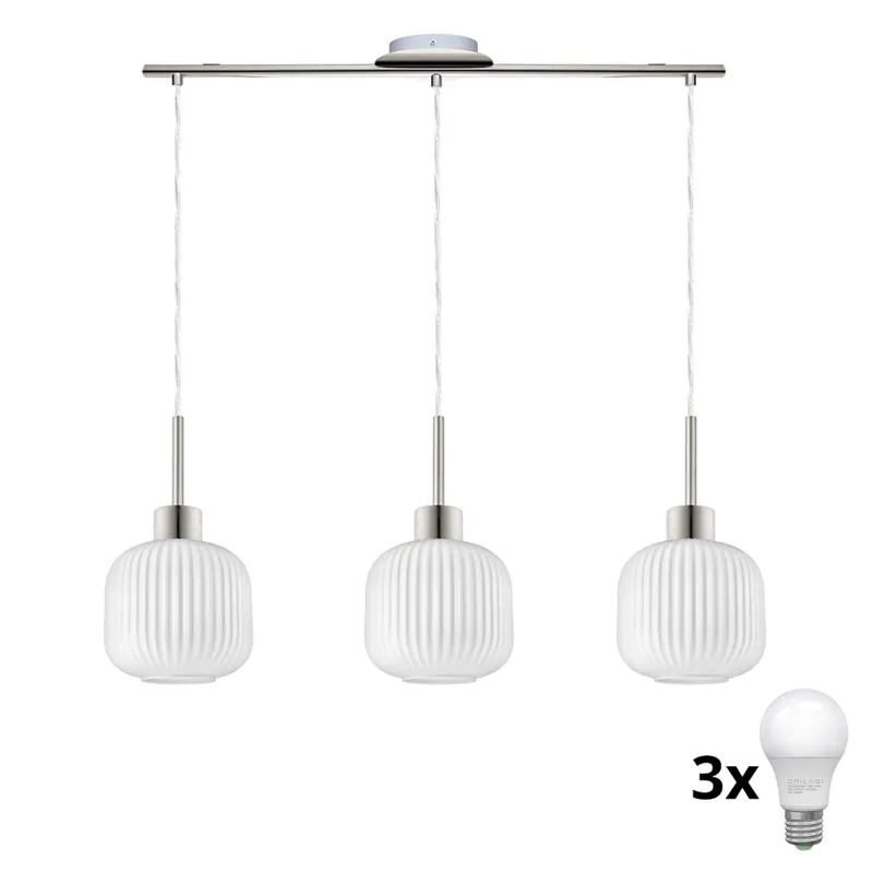 LED Lustr na lanku HARMA 3xE27/60W/230V matný chrom/bílá Objednat Nyní